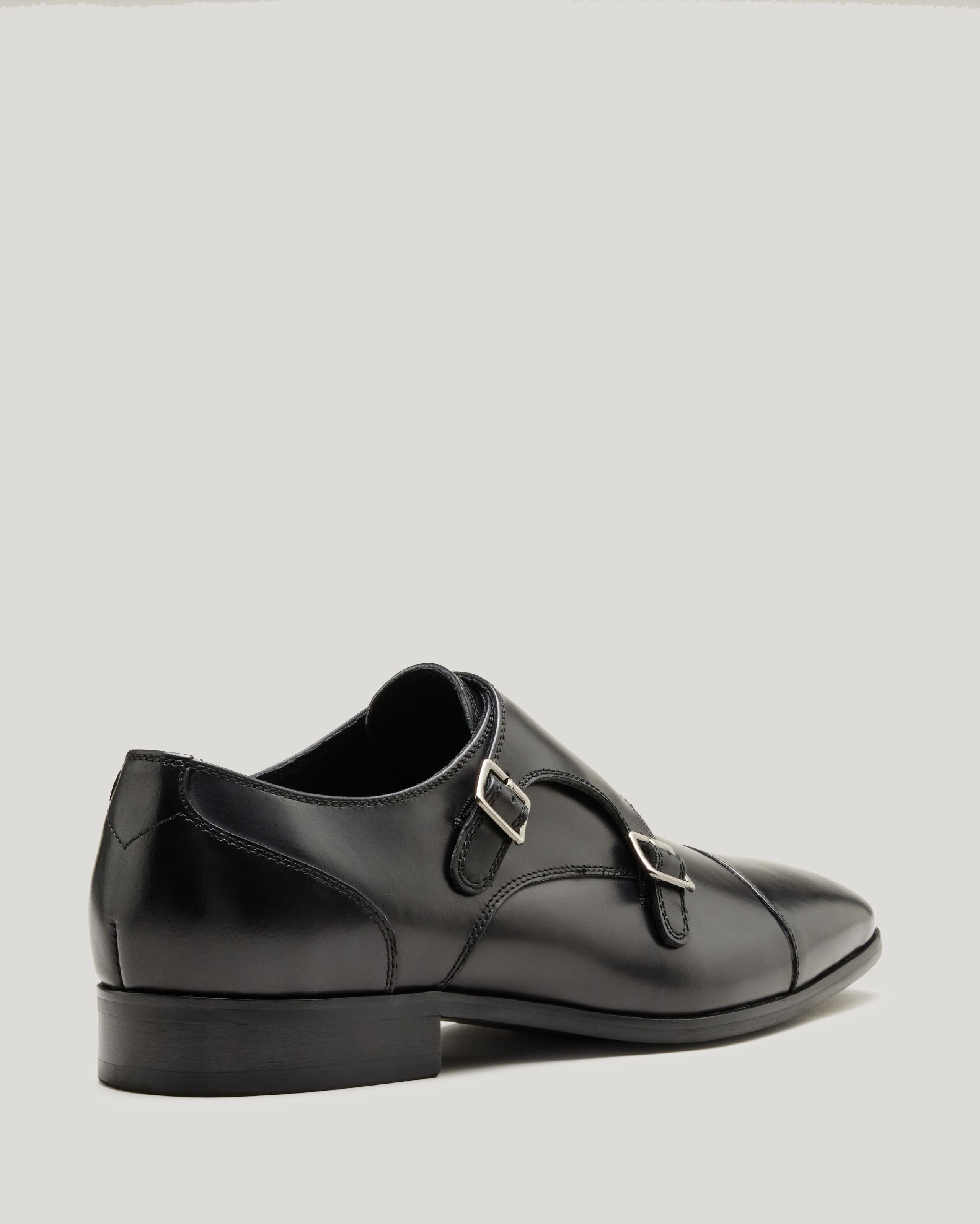 Double Monk Strap Leather Dress Shoe Black Shoes Politix